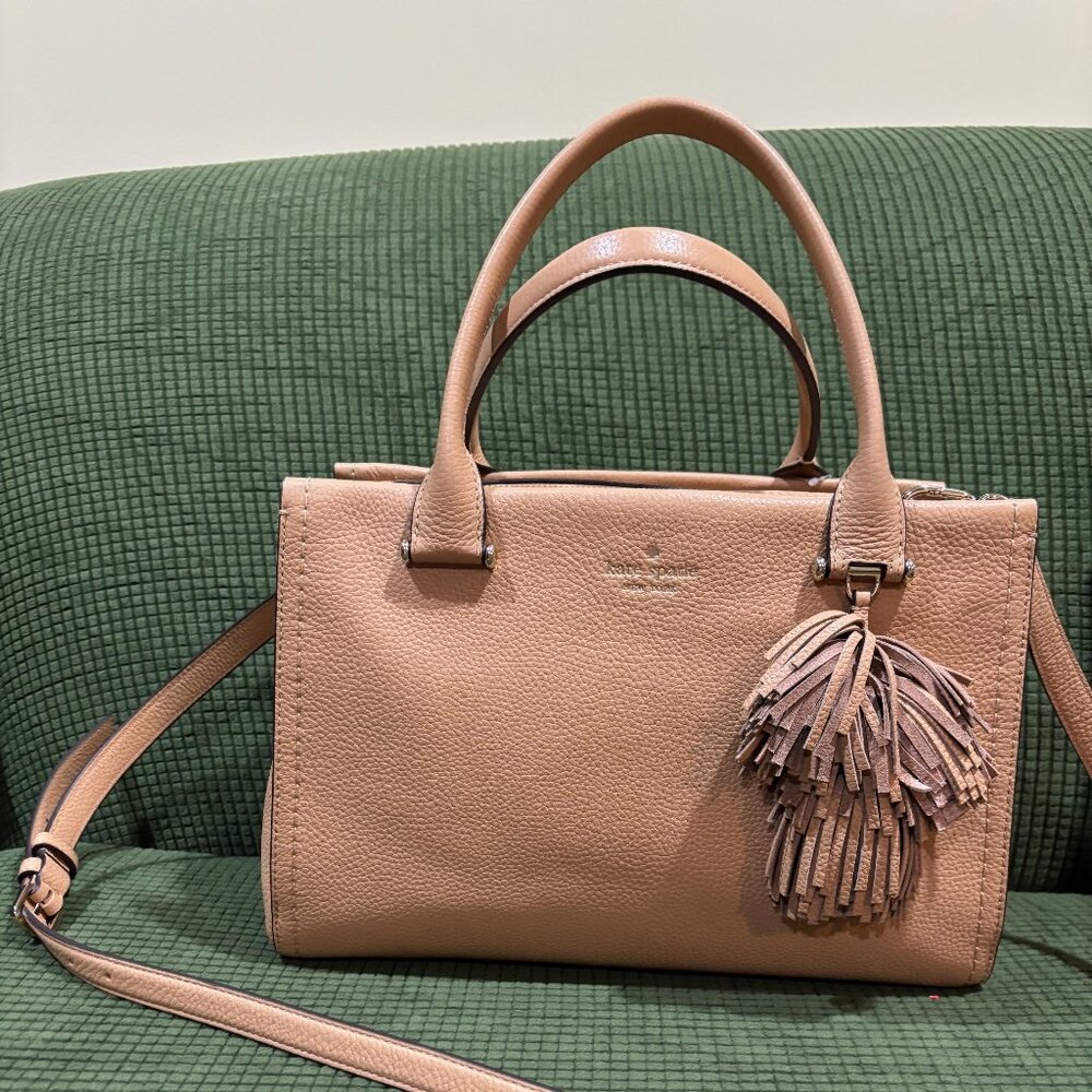 Kate Spade Maryam Palmer Drive Satchel Tan Pebbled Leather Purse Handbag - NWT